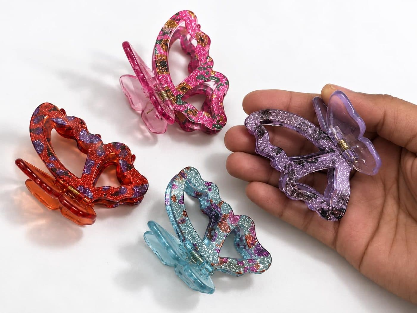 Butterfly Glitter Hair Claw Clips, pack of 4